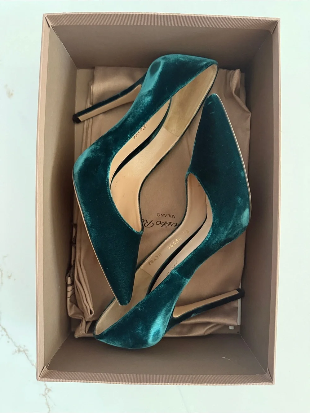 Gianvito Rossi Deep Green Velvet Pointed Pumps